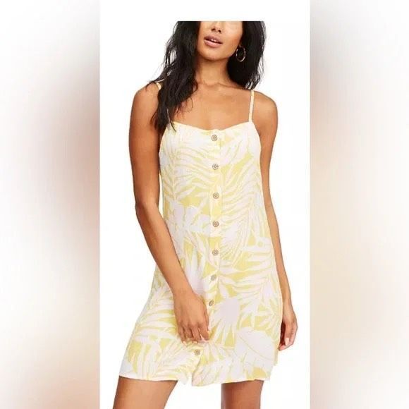 Billabong Morning Light Mini Slip Dress Tropical Print Size Large - Picture 2 of 12